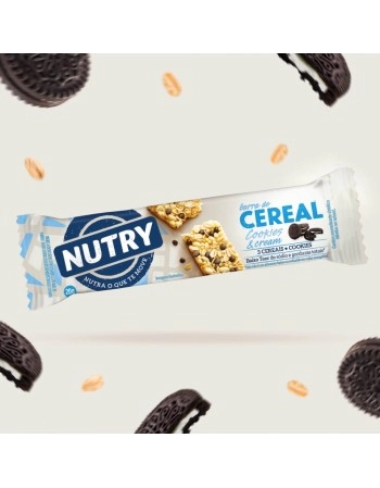 Barra de Cereais Cookies & Cream - Nutry - Multipack 3 X 20g - Com 3 Cereais e Cookies