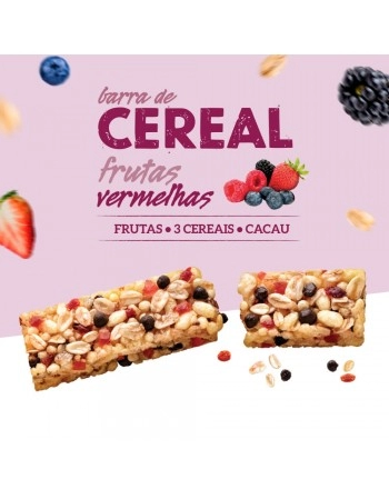 Barra de Cereais Frutas Vermelhas - Nutry - Display 24 X 22g - Com 3 Cereais, Fruta e Cacau