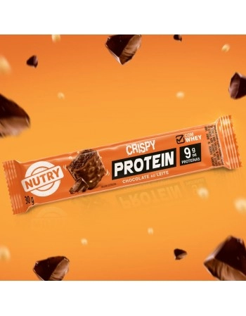 Barra de Proteínas Crispy Chocolate ao Leite - Nutry - Caixeta 3 x 30g - Com Whey e 9g de Proteínas