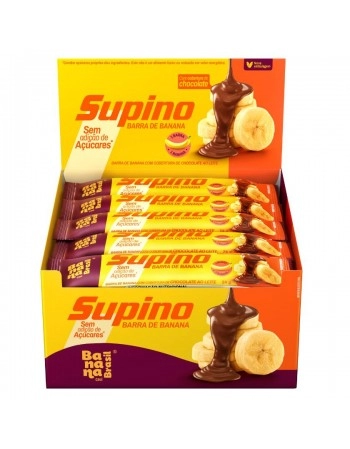 Barra de Frutas Supino Banana e Chocolate ao Leite Zero - Banana Brasil - Display 20x24g