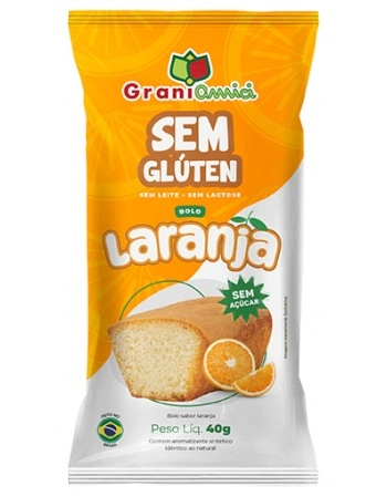 Minibolo Laranja Sem Glúten Zero Açúcar - GRANI AMICI - Display 15 unidades x 40g