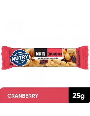 Barra de Nuts Cranberry - Nutry - Caixeta 2 x 25g - Com Castanhas Brasileiras, Amêndoas e Fruta