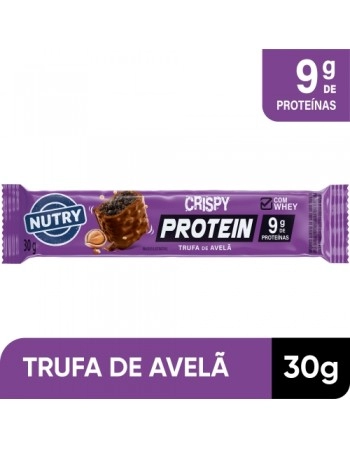 Barra de Proteínas Crispy Trufa de Avelã - Nutry - Display 12 x 30g - Com Whey e 9g de Proteínas