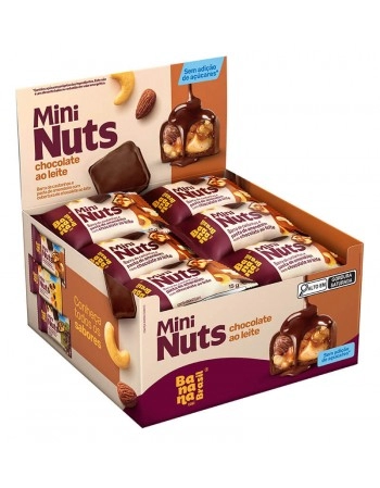 Mini Barra Nuts Pasta de Amendoin e Chocolate ao Leite - BANANA BRASIL - Caixa com 22 x 15g
