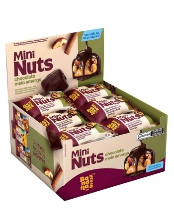 Mini Barra Nuts Chocolate Meio Amargo - BANANA BRASIL - Caixa com 22 x 15g