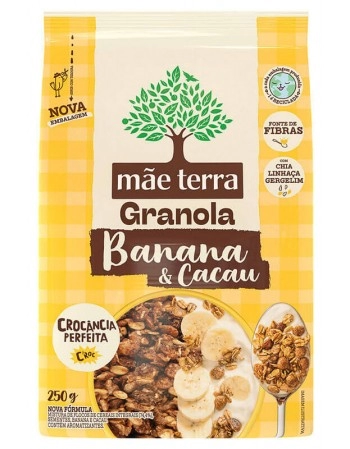 Granola Integral Banana e Cacau - MÃE TERRA - Pacote de 250g