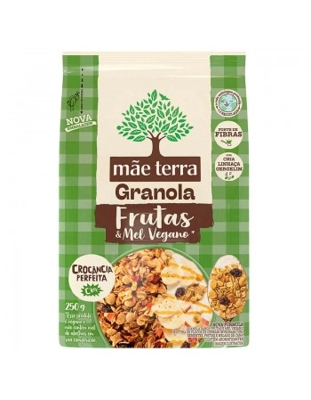 Granola Integral Frutas e Mel Vegano - MÃE TERRA - Pacote de 250g