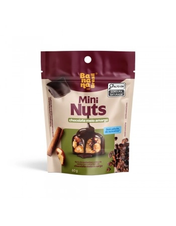 Mini Barra Nuts Chocolate Meio Amargo - BANANA BRASIL - Pouch 60g
