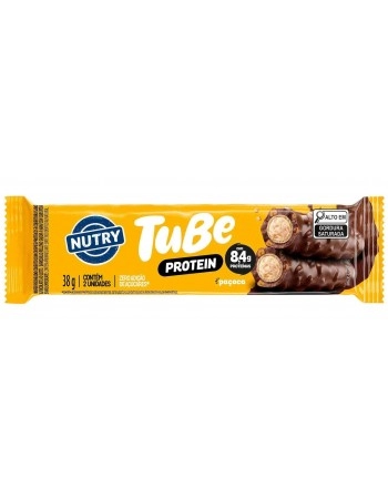 Tubo de Proteína Tube Paçoca - NUTRY - Display 12 x 38g Com 8,4g de Proteína e Zero Açúcar