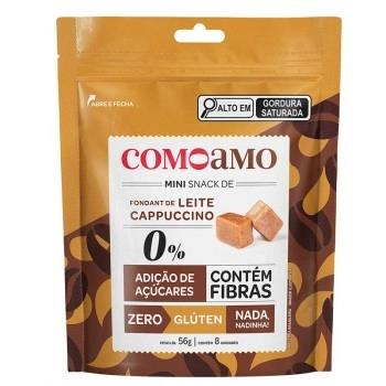 Snack Mini Fondant de Leite Cappuccino - ComoAmo - Pouch 56g NOVIDADE