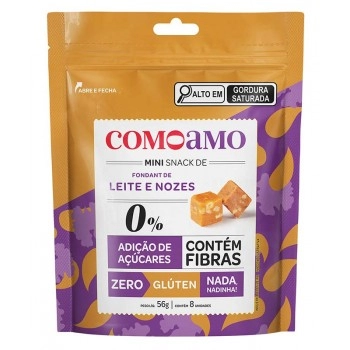 Snack Mini Fondant de Leite e Nozes - ComoAmo - Pouch 56g NOVIDADE