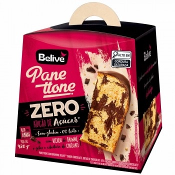Panetone Chocolate com Recheio Brownie - Belive - 420g - Sem glúten, zero adição de açúcares e zero lactose, delicioso!