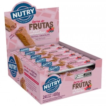Barra De Frutas Nutry Frutas Vermelhas - Nutrimental - Display 24 x 20g Com Frutas, Chocolate e Aveia