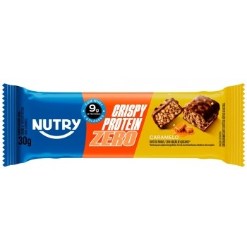 Barra de Proteína Crispy Zero Caramelo - Nutry - 12 x 30g - Com 9g de Proteína, Whey, Colágeno e Zero Adição de Açúcares