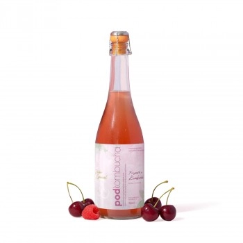 Espumante de Kombucha Cereja e Framboesa - POD - 750ml Kombucha Probiótica Natural
