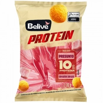 Snack Proteico sabor Presunto - BELIVE - 35g - Salgadinho Sem Glúten, Sem Leite, Zero Lactose