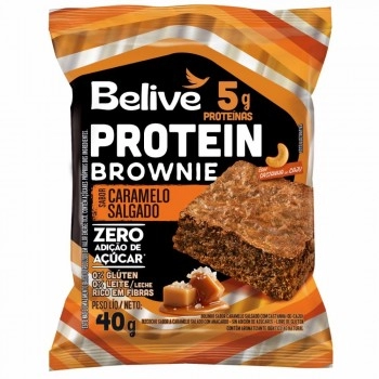 Brownie Protein Caramelo Salgado - Belive - Display 10 x 40g - 5g de Proteína e Sem Glúten