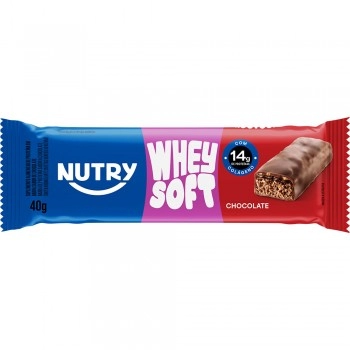 Barra de Proteína Whey Soft Chocolate - Nutry - 12 x 40g - Com 14g de Proteína, Whey, Colágeno e Zero Adição de Açúcares