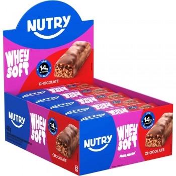 Barra de Proteína Whey Soft Chocolate - Nutry - 12 x 40g - Com 14g de Proteína, Whey, Colágeno e Zero Adição de Açúcares