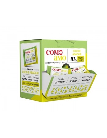 Snack Doce Coco e Abacaxi Zero - ComoAmo - Display 16 X 20g