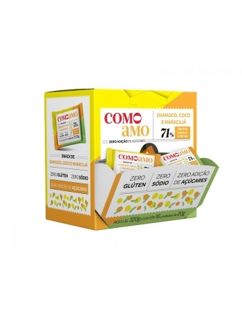 Snack Doce Coco, Damasco e Maracujá Zero - ComoAmo- Display 16 X 20g