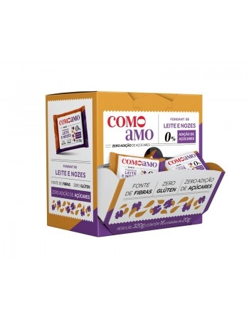 Fondant de Leite com Nozes Zero - ComoAmo - Display 16 X 20g